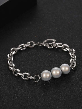 Elegant Heart Clasp Reflective Bead Bracelet