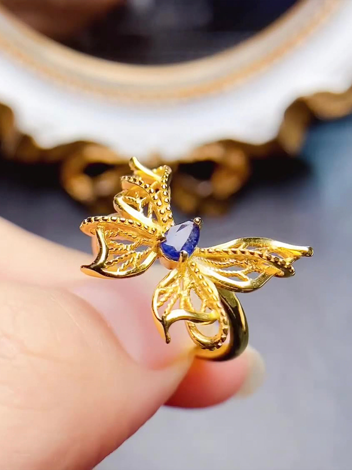 Natural Sapphire Butterfly Ring