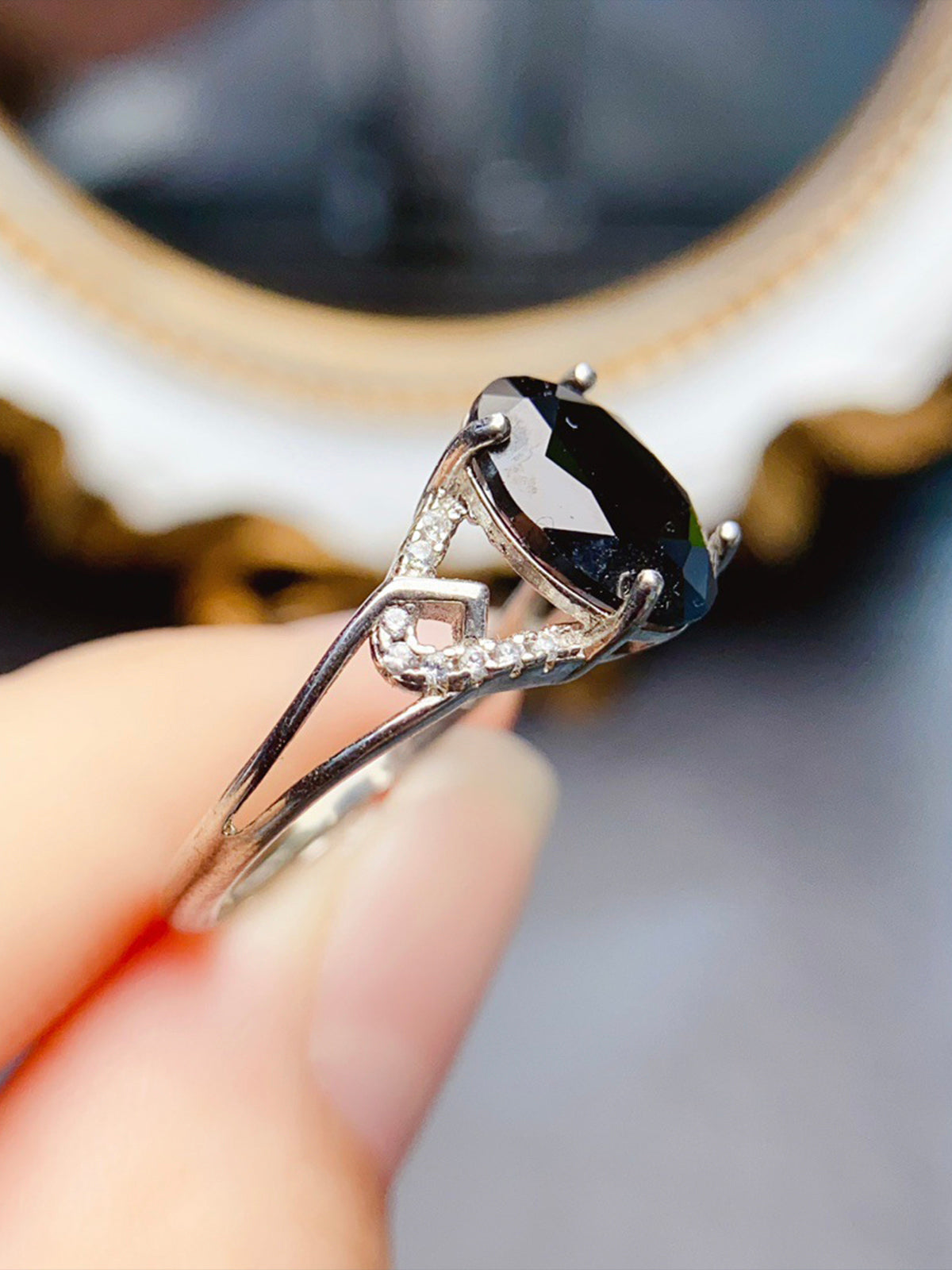 Natural Black Gemstone Ring