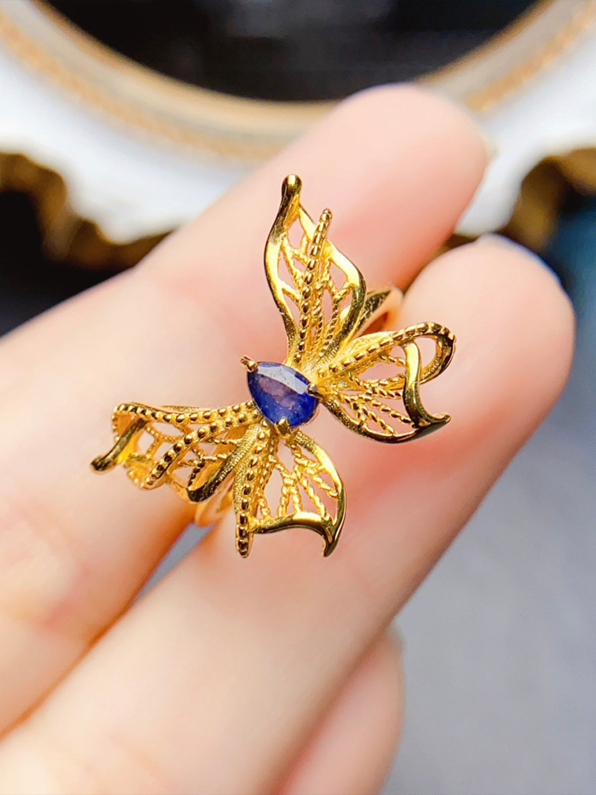 Natural Sapphire Butterfly Ring