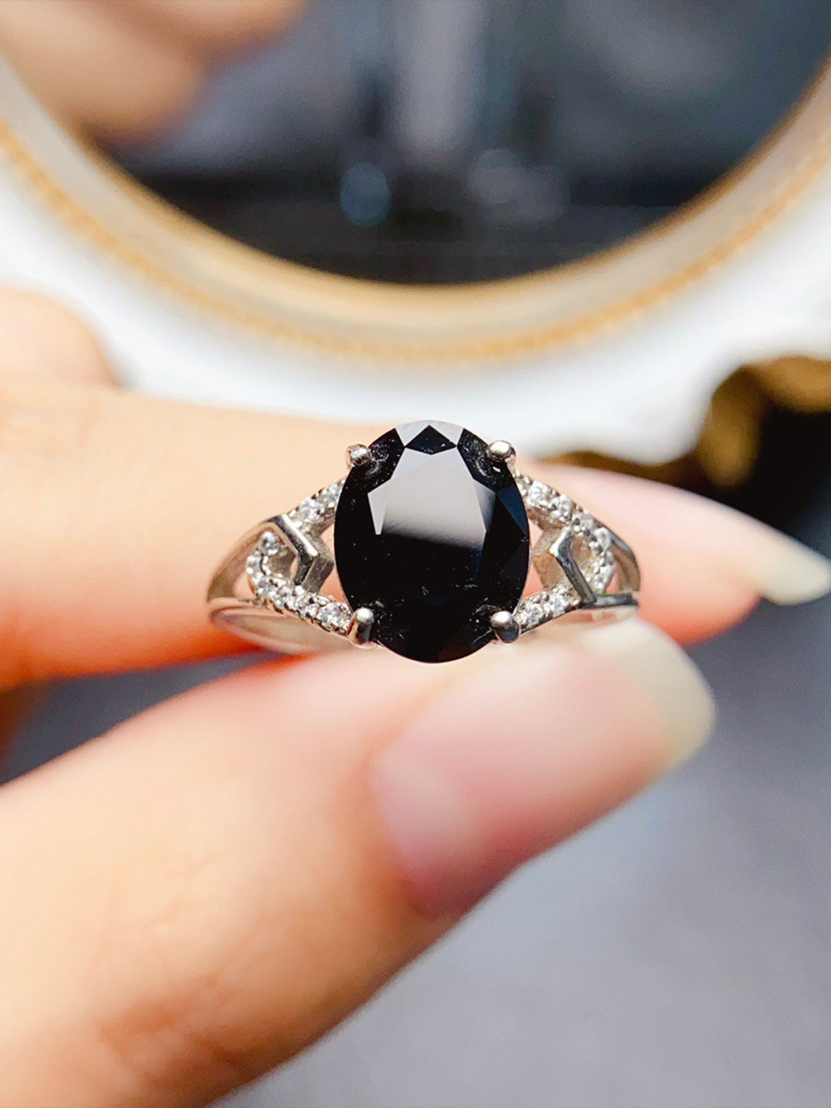 Natural Black Gemstone Ring