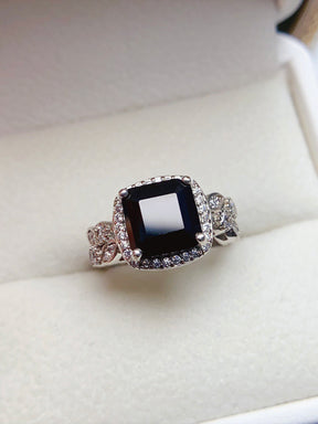 Natural Square Black Gemstone Ring