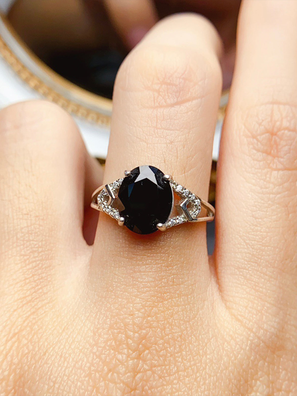 Natural Black Gemstone Ring