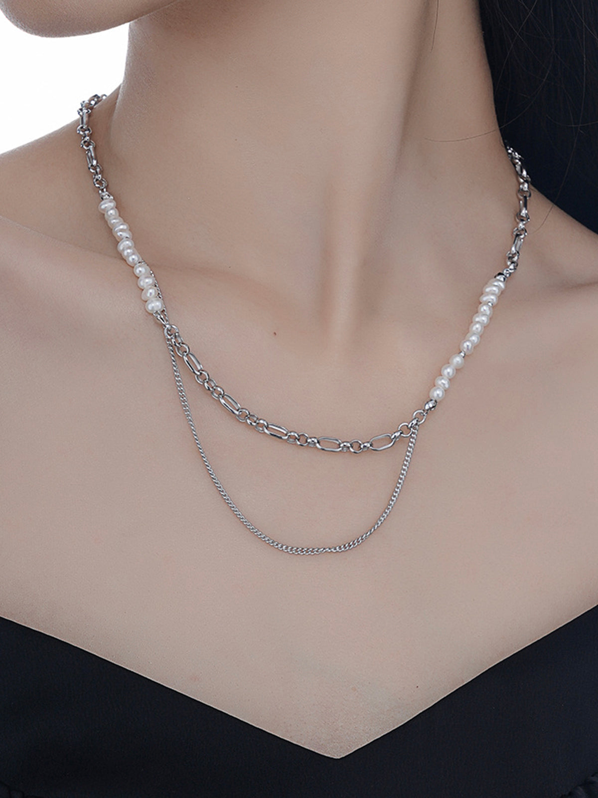 Pearl Cascade Chain Necklace