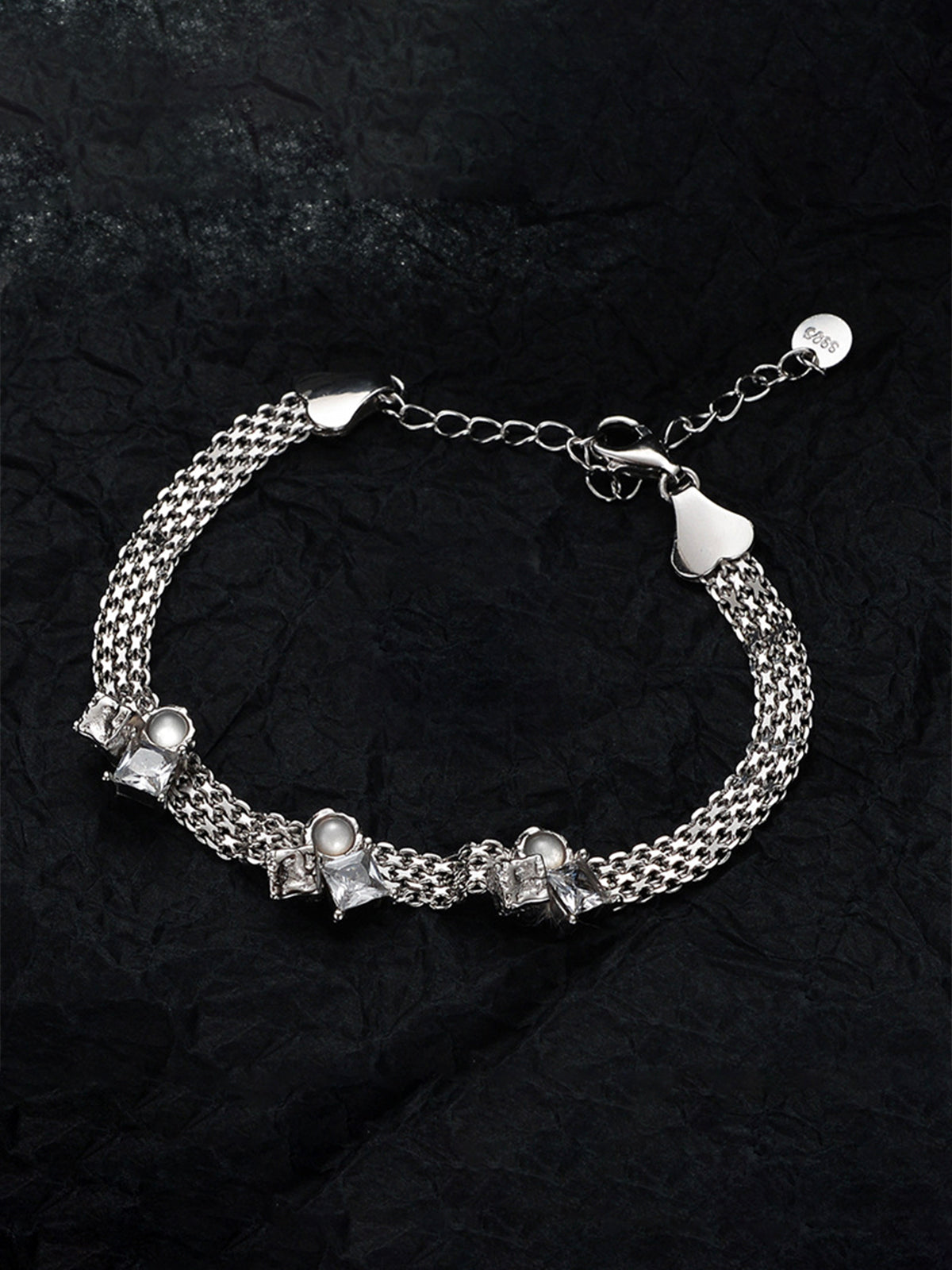 Cube Zircon Heart Bracelet