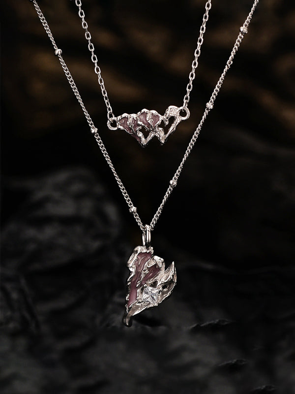 Shattered Heart Dual Pendant Necklace