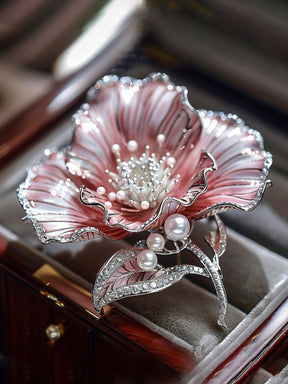 Pink Lisianthus Flower Brooch