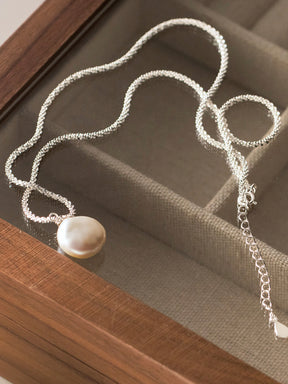 Button Baroque Pearl Pendant Necklace