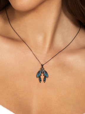 Dark Aesthetic Blue Cicada Necklace