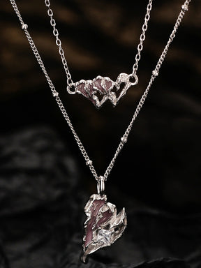 Shattered Heart Dual Pendant Necklace