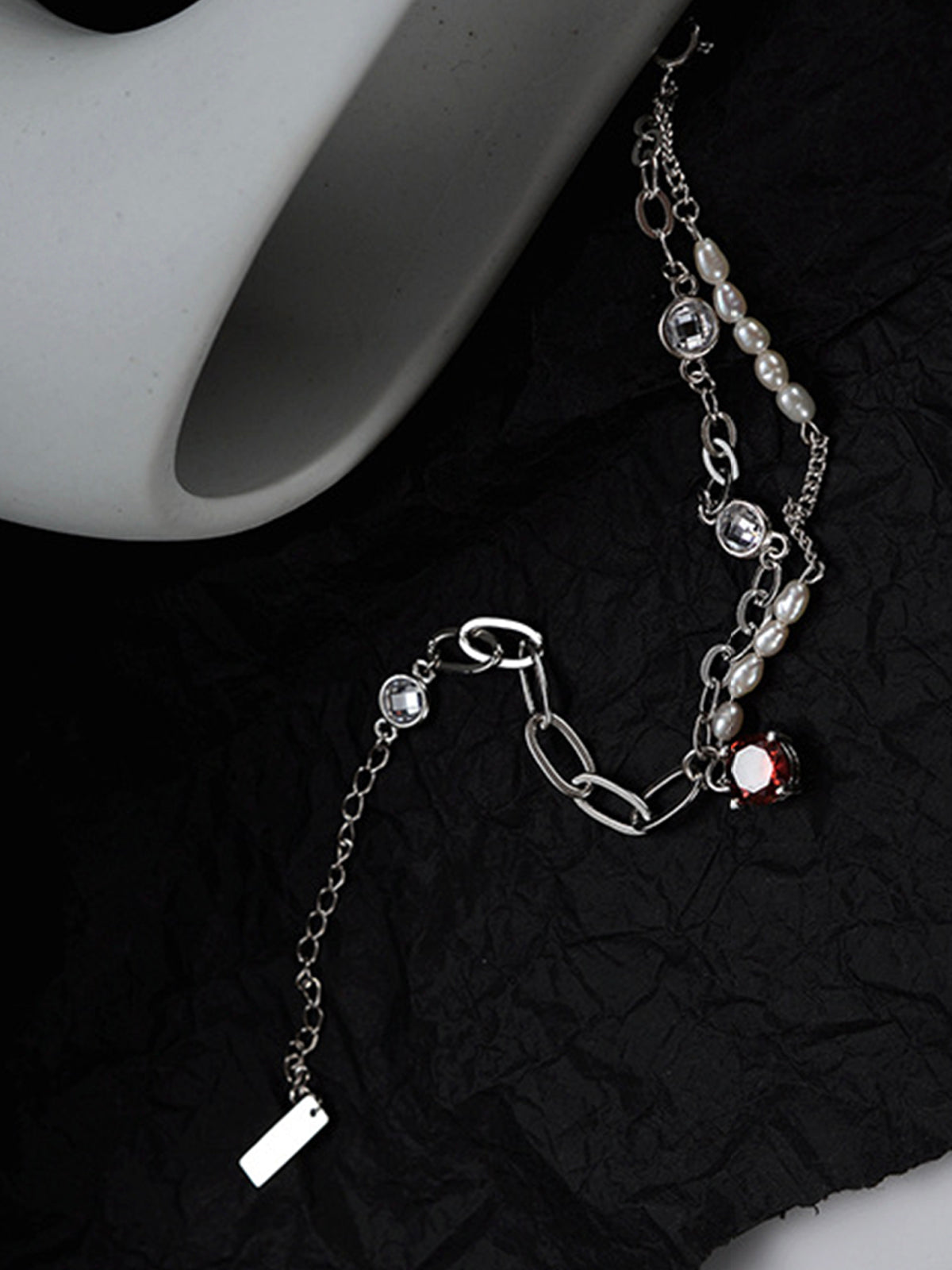 Two-layers Baroque Pearl Chain Bracelet