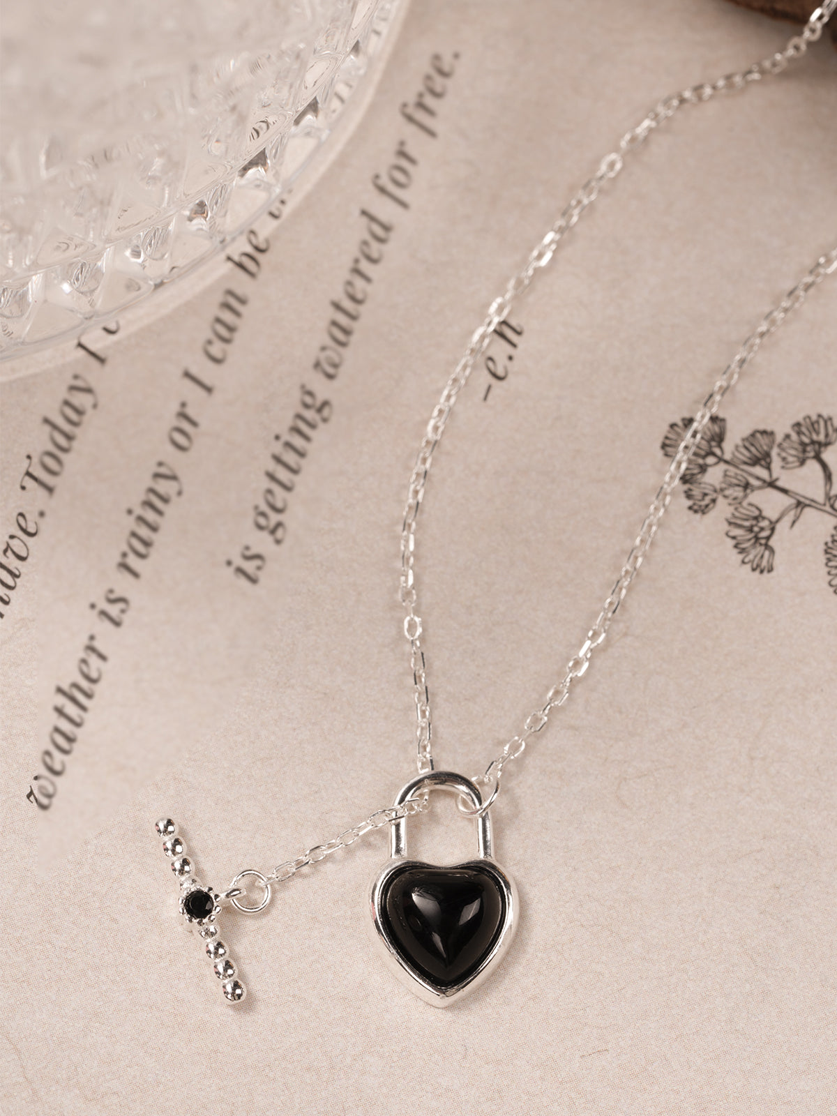 Black Agate Heart Necklace