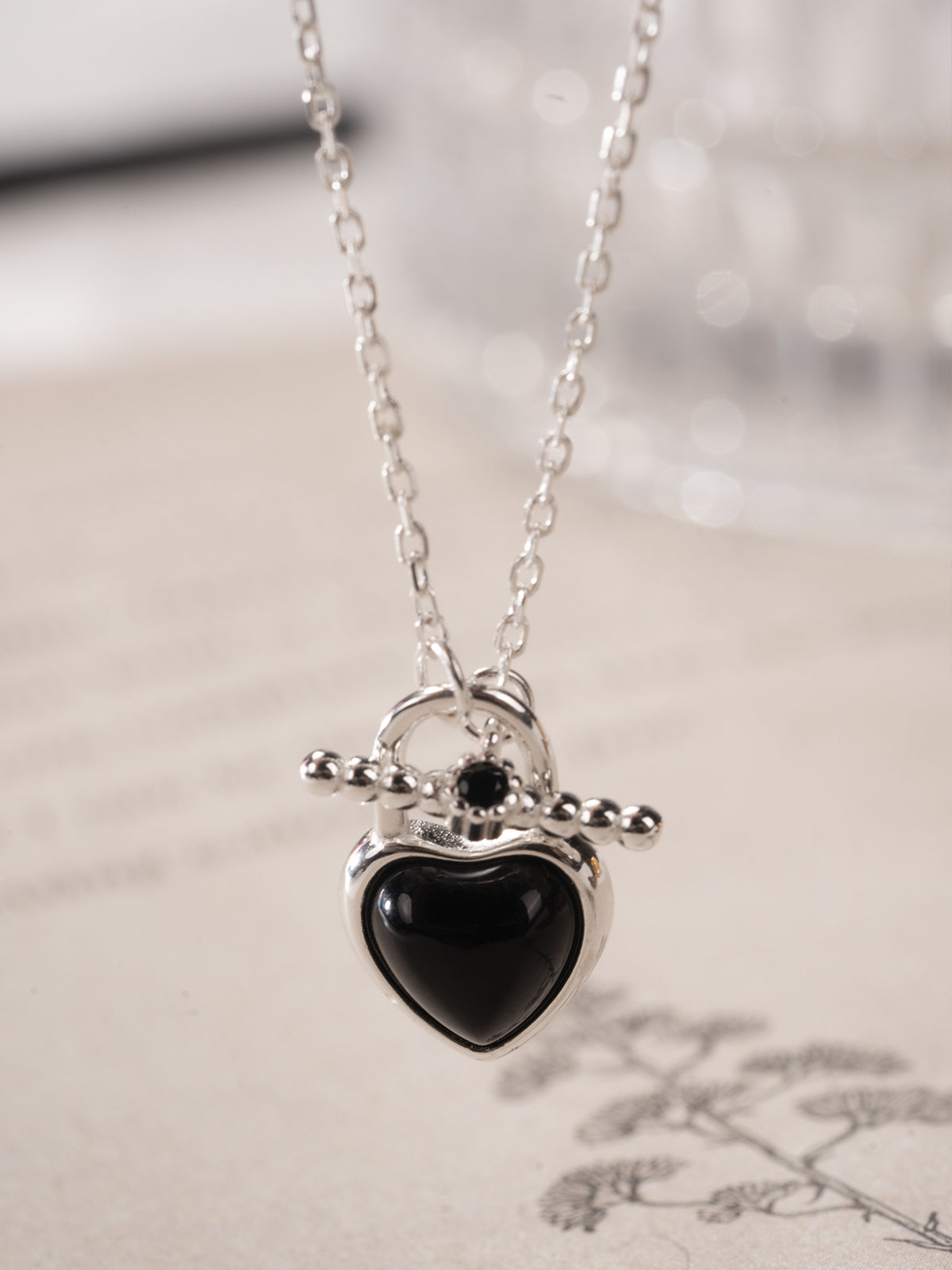 Black Agate Heart Necklace