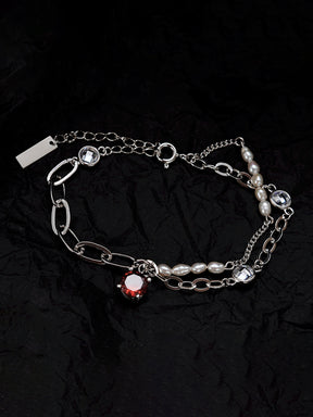 Two-layers Baroque Pearl Chain Bracelet