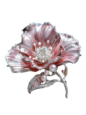 Pink Lisianthus Flower Brooch