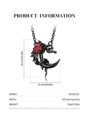 Midnight Snake Rose Moon Necklace