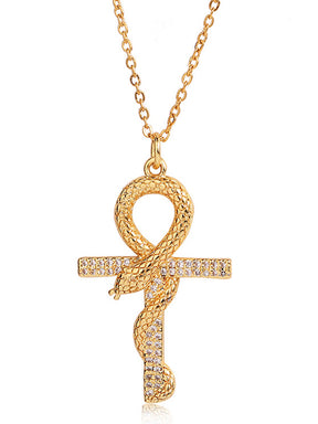 Snake-Shaped Vintage Gold Cross