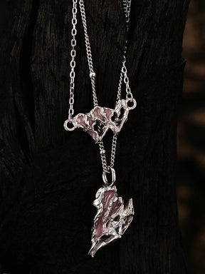 Shattered Heart Dual Pendant Necklace