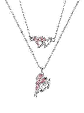 Shattered Heart Dual Pendant Necklace