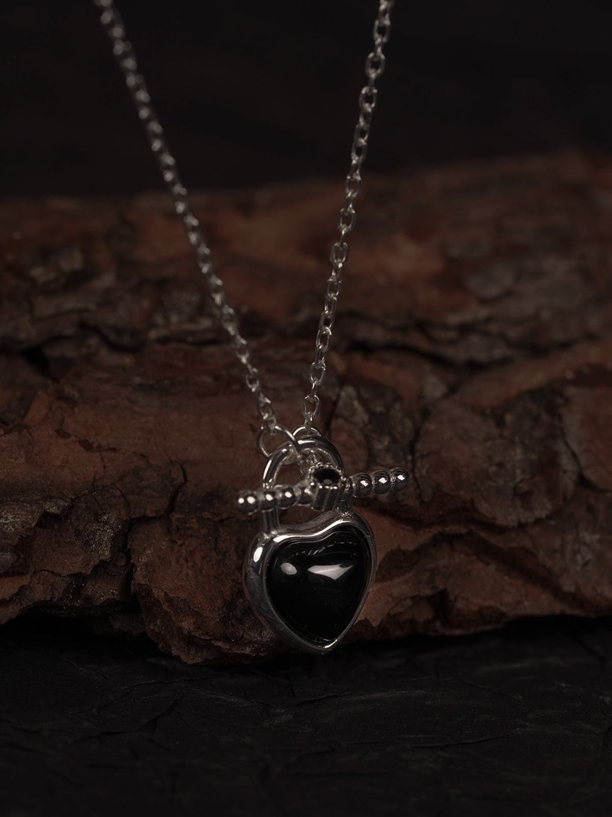 Black Agate Heart Necklace