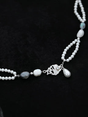 Double layer pearl shell necklace