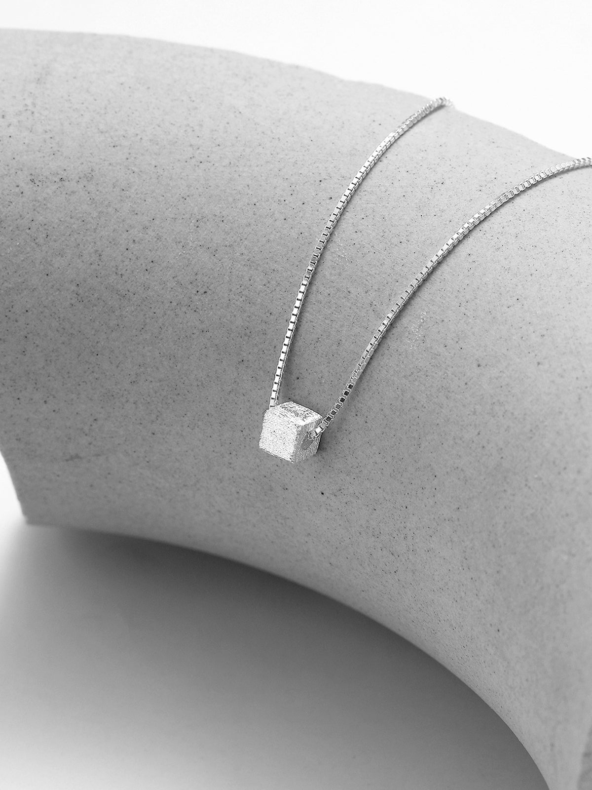 Sterling Silver Small Cube Necklace