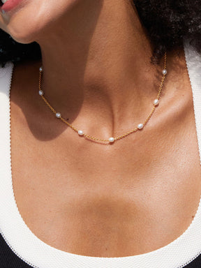 Wrapped Pearl Choker Necklace