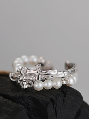 Cross Pearl Ring