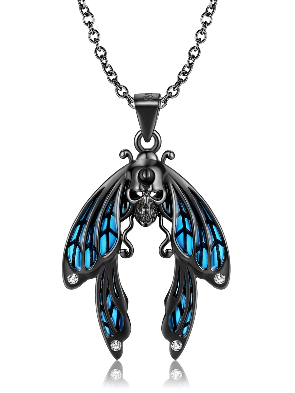 Dark Aesthetic Blue Cicada Necklace