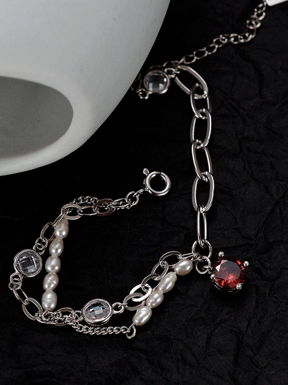 Two-layers Baroque Pearl Chain Bracelet