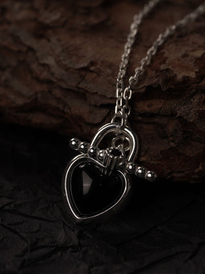 Black Agate Heart Necklace