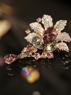 Crystal Flower Brooch