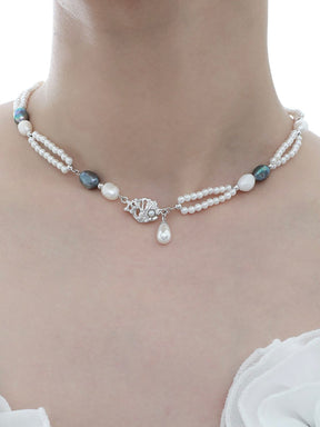 Double layer pearl shell necklace