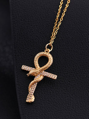 Snake-Shaped Vintage Gold Cross