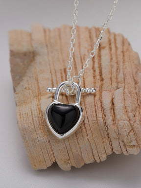 Black Agate Heart Necklace