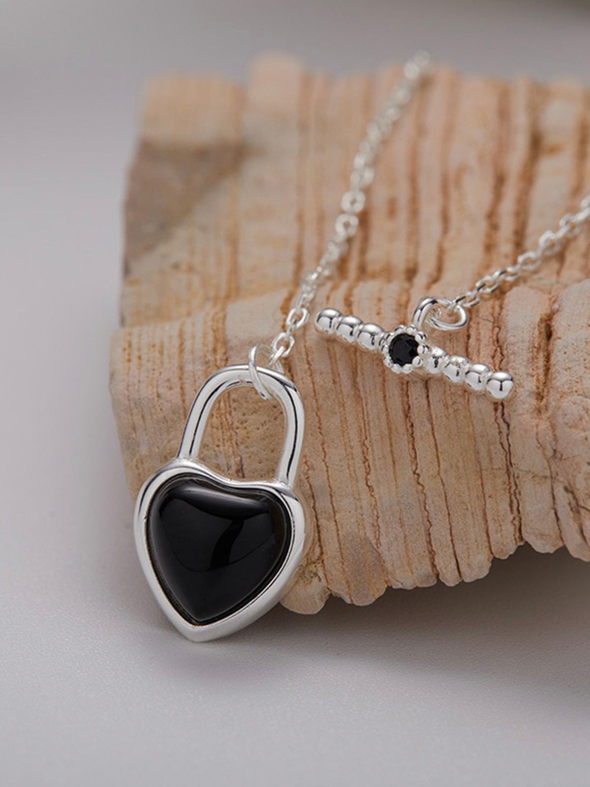 Black Agate Heart Necklace