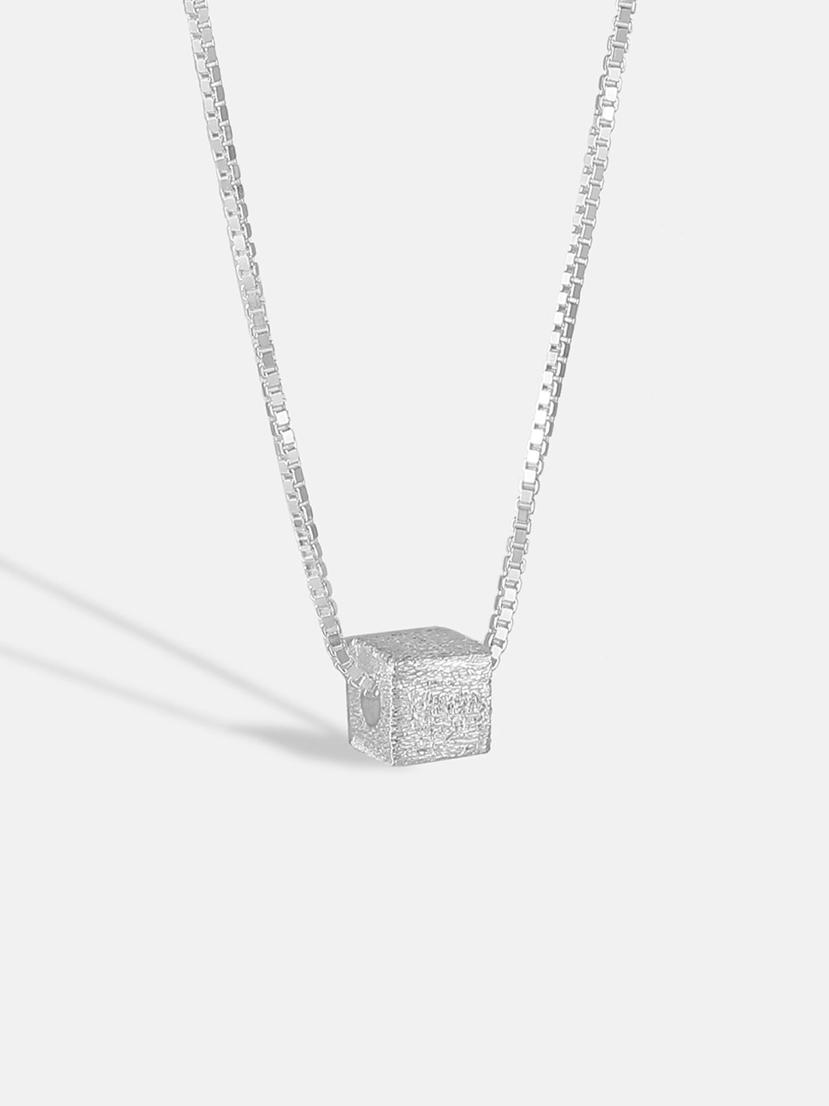 Sterling Silver Small Cube Necklace