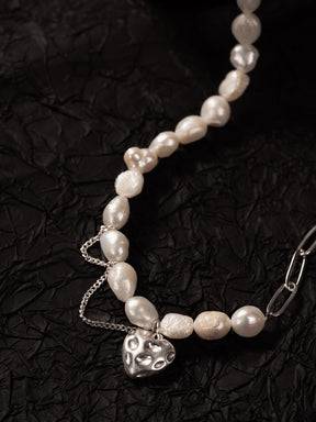 Heart Pearl Asymmetric Necklace