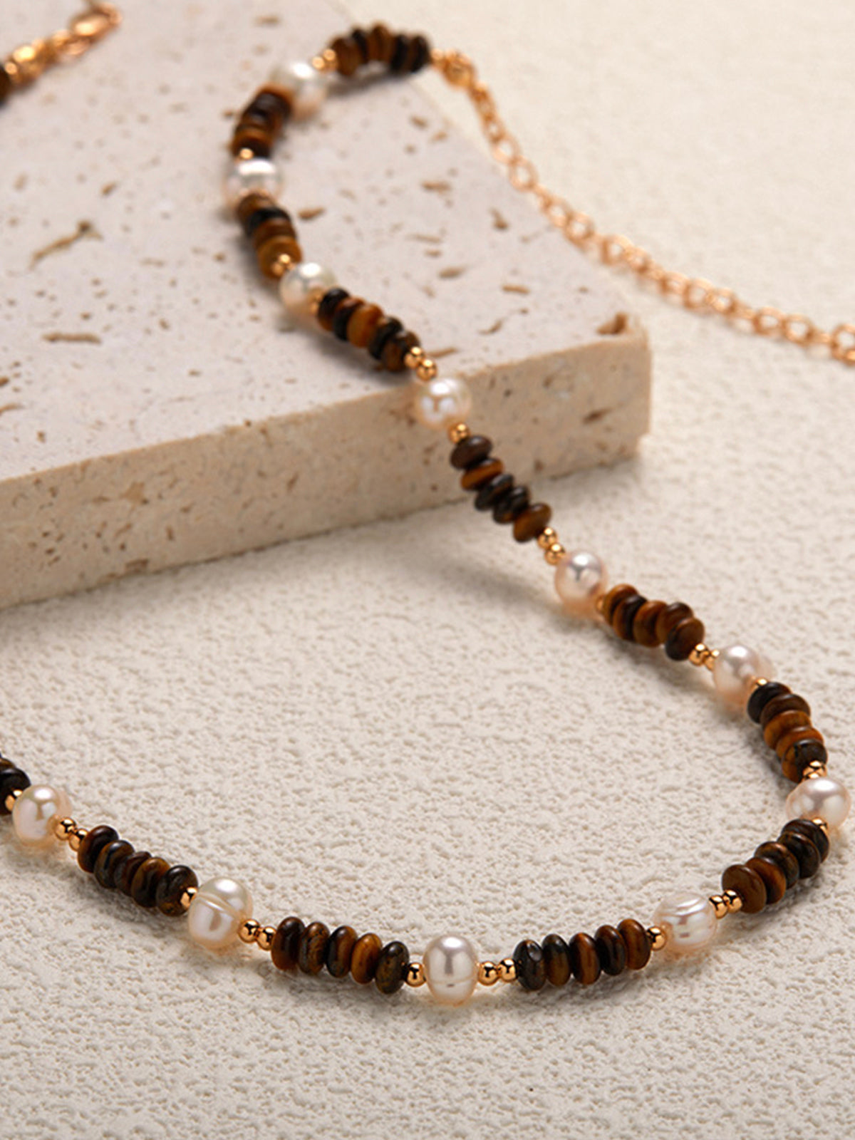 Tiger Eye Stone Beaded Necklace