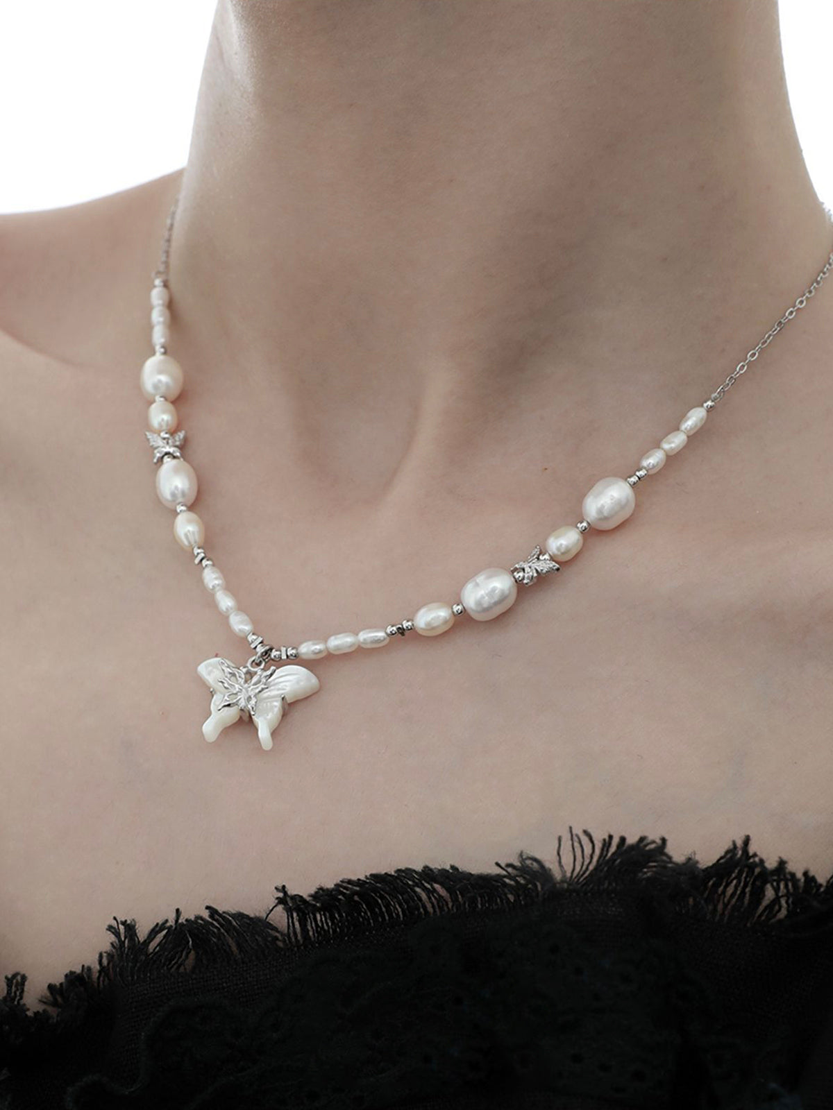 Butterfly Pearl Necklace