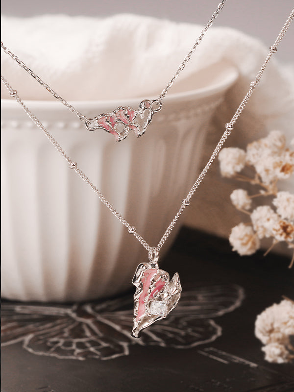 Shattered Heart Dual Pendant Necklace